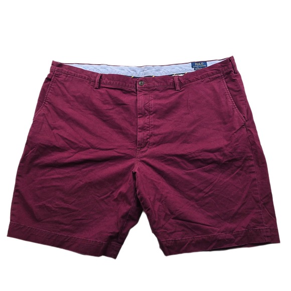 Polo Ralph Lauren Chino Shorts Mens 48B 48 Burgundy Stretch Cotton Classic Fit